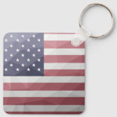 米国国旗の赤白青アメリカ幾何学的メッシュ キーホルダー (裏面)