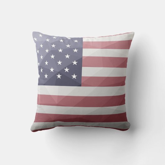 米国国旗の赤白青アメリカ幾何学的メッシュ クッション (裏面)