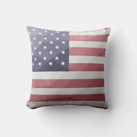 米国国旗の赤白青アメリカ幾何学的メッシュ クッション (正面)