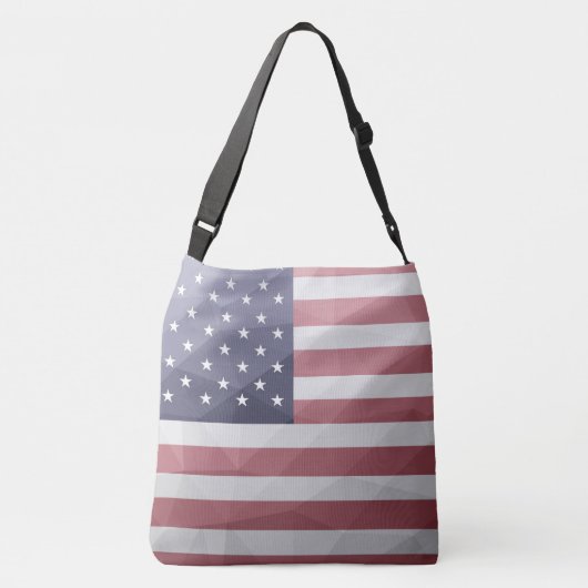 米国国旗の赤白青アメリカ幾何学的メッシュ クロスボディバッグ (裏面)