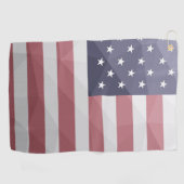 米国国旗の赤白青アメリカ幾何学的メッシュ ゴルフタオル (横)
