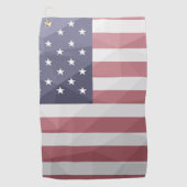 米国国旗の赤白青アメリカ幾何学的メッシュ ゴルフタオル (正面)