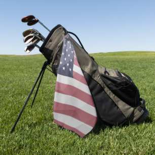 米国国旗の赤白青アメリカ幾何学的メッシュ ゴルフタオル