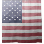 米国国旗の赤白青アメリカ幾何学的メッシュ シャワーカーテン (正面)