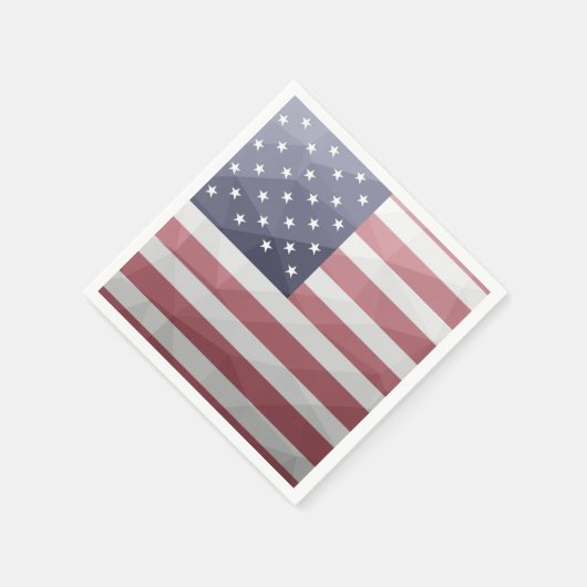 米国国旗の赤白青アメリカ幾何学的メッシュ スタンダードカクテルナプキン (角)