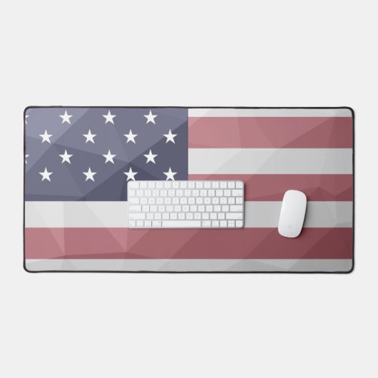 米国国旗の赤白青アメリカ幾何学的メッシュ デスクマット (キーボード&マウス)