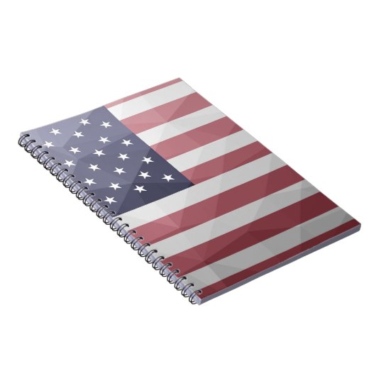米国国旗の赤白青アメリカ幾何学的メッシュ ノートブック (右側)