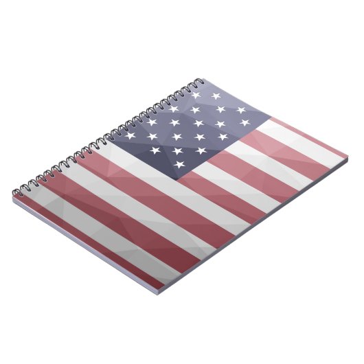 米国国旗の赤白青アメリカ幾何学的メッシュ ノートブック (左側)