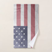 米国国旗の赤白青アメリカ幾何学的メッシュ バスタオルセット (ハンドタオル)