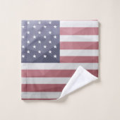 米国国旗の赤白青アメリカ幾何学的メッシュ バスタオルセット (ウォッシュタオル)