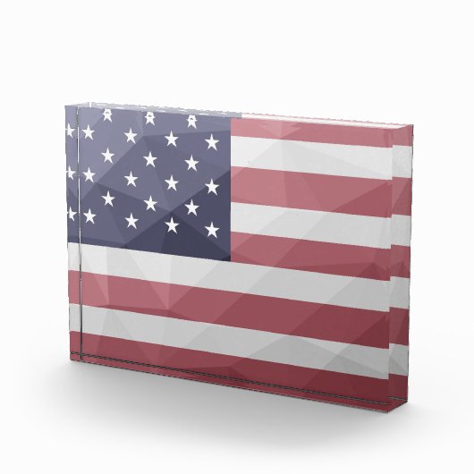 米国国旗の赤白青アメリカ幾何学的メッシュ フォトブロック (右)