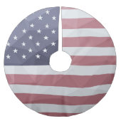 米国国旗の赤白青アメリカ幾何学的メッシュ ブラッシュドポリエステルツリースカート (正面)