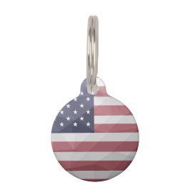 米国国旗の赤白青アメリカ幾何学的メッシュ ペット　ネームタグ