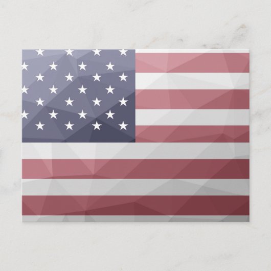 米国国旗の赤白青アメリカ幾何学的メッシュ ポストカード (正面)