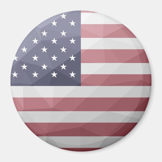 米国国旗の赤白青アメリカ幾何学的メッシュ マグネット (正面)