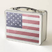 米国国旗の赤白青アメリカ幾何学的メッシュ メタルランチボックス (裏面)