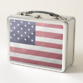 米国国旗の赤白青アメリカ幾何学的メッシュ メタルランチボックス (正面)