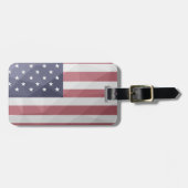 米国国旗の赤白青アメリカ幾何学的メッシュ ラゲッジタグ (正面横)