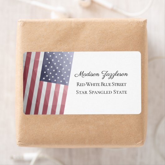 米国国旗の赤白青アメリカ幾何学的メッシュ ラベル (インサイチュ)