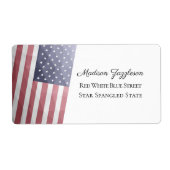 米国国旗の赤白青アメリカ幾何学的メッシュ ラベル (正面)