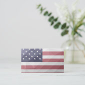 米国国旗の赤白青アメリカ幾何学的メッシュ 名刺 (スタンド正面)
