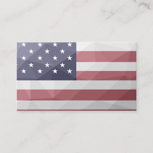 米国国旗の赤白青アメリカ幾何学的メッシュ 名刺 (正面)
