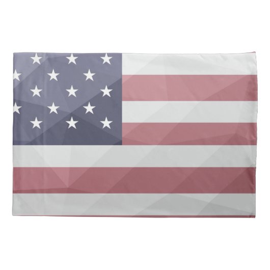 米国国旗の赤白青アメリカ幾何学的メッシュ 枕カバー (裏面)