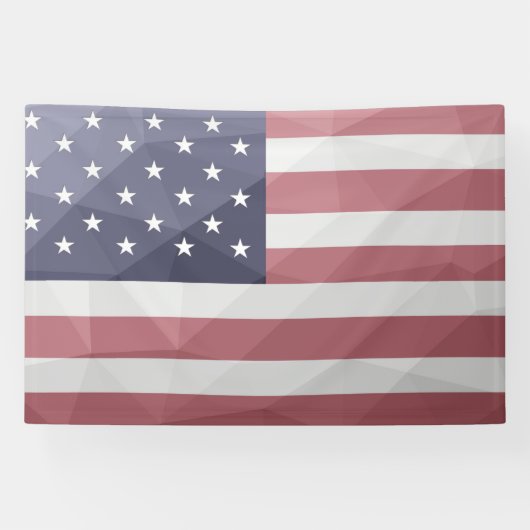 米国国旗の赤白青アメリカ幾何学的メッシュ 横断幕 (横)