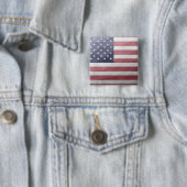 米国国旗の赤白青アメリカ幾何学的メッシュ 缶バッジ (インサイチュ)