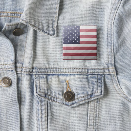 米国国旗の赤白青アメリカ幾何学的メッシュ 缶バッジ (インサイチュ)