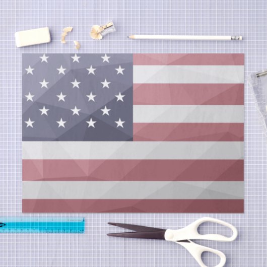 米国国旗の赤白青アメリカ幾何学的メッシュ 薄葉紙 (クラフト)
