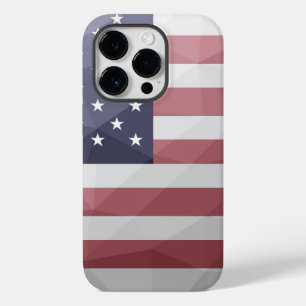 米国国旗の赤白青アメリカ幾何学的メッシュ Case-Mate iPhone 14 PROケース