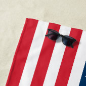 米国国旗の赤白青カスタムモノグラム名 ビーチタオル (インサイチュ)