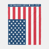 米国国旗の赤白青カスタムモノグラム名 フリースブランケット (正面)