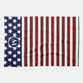 米国国旗の赤白青ストライプ国旗 キッチンタオル (横)