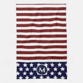 米国国旗の赤白青ストライプ国旗 キッチンタオル (縦)