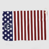 米国国旗の赤白青ストライプ国旗 ゴルフタオル (横)