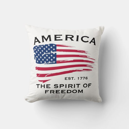 米国国旗の赤白青ストライプ星のパターン クッション (正面)