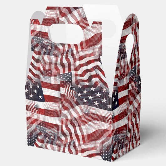 米国国旗の赤白青ストライプ星のパターン フェイバーボックス (オープン)