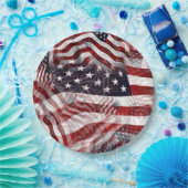 米国国旗の赤白青ストライプ星のパターン ペーパープレート (パーティー)