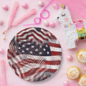 米国国旗の赤白青ストライプ星のパターン ペーパープレート (パーティー)