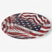 米国国旗の赤白青ストライプ星のパターン ペーパープレート (アングル)