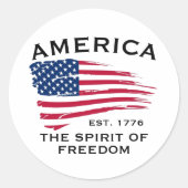 米国国旗の赤白青ストライプ星のパターン ラウンドシール (正面)