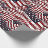 米国国旗の赤白青ストライプ星のパターン ラッピングペーパー (角)