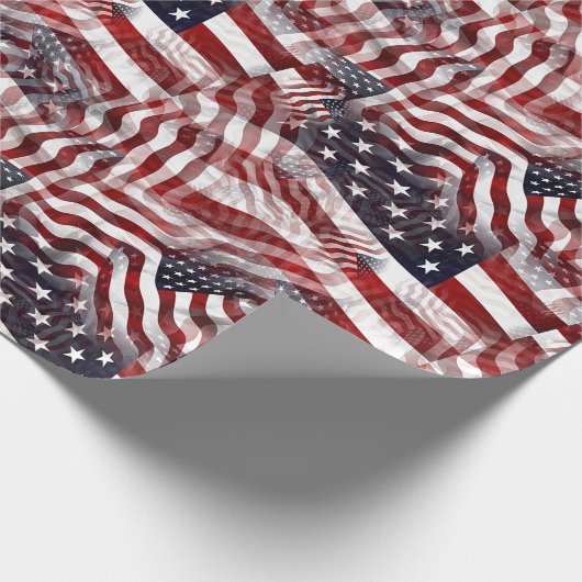 米国国旗の赤白青ストライプ星のパターン ラッピングペーパー (角)