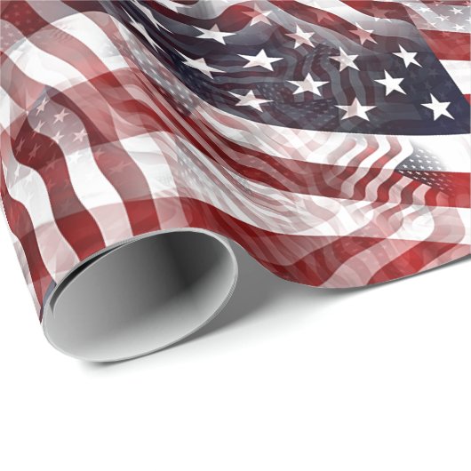 米国国旗の赤白青ストライプ星のパターン ラッピングペーパー (ロールコーナー)