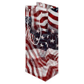 米国国旗の赤白青ストライプ星のパターン ワインギフトバッグ (裏面アングル)