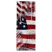 米国国旗の赤白青ストライプ星のパターン ワインギフトバッグ (正面)