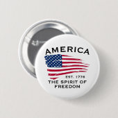 米国国旗の赤白青ストライプ星のパターン 缶バッジ (正面&裏面)