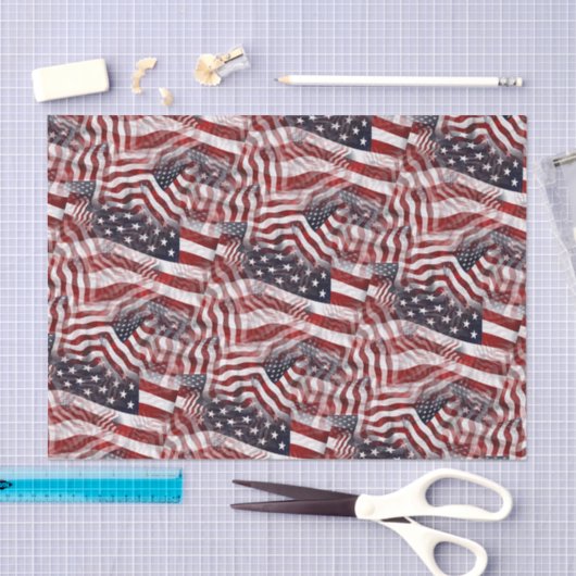 米国国旗の赤白青ストライプ星のパターン 薄葉紙 (クラフト)